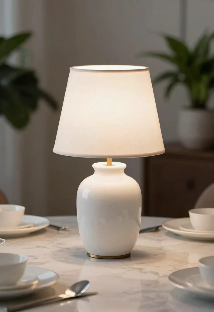 15 Dining Table Lamp Ideas That Add Warm Ambience - 8. Classic White Ceramic Lamp 1