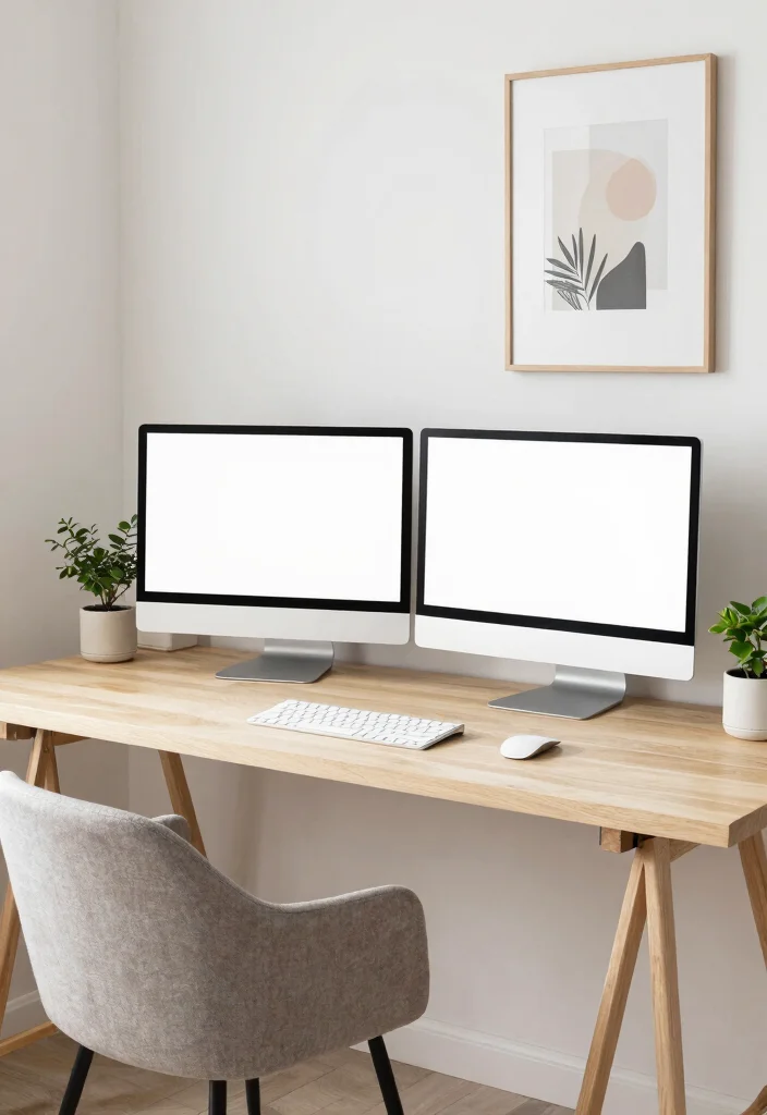 15 Double Monitor Desk Setup Aesthetic Ideas That Impress - 11. Soft Scandinavian Influence 1