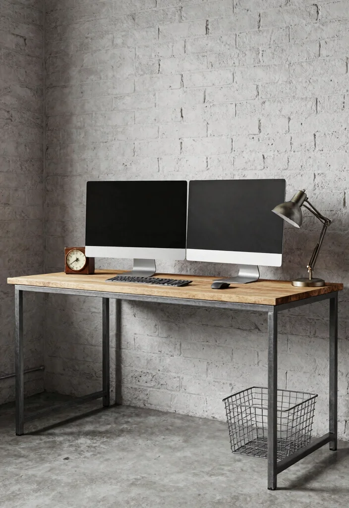 15 Double Monitor Desk Setup Aesthetic Ideas That Impress - 5. Industrial Chic 1