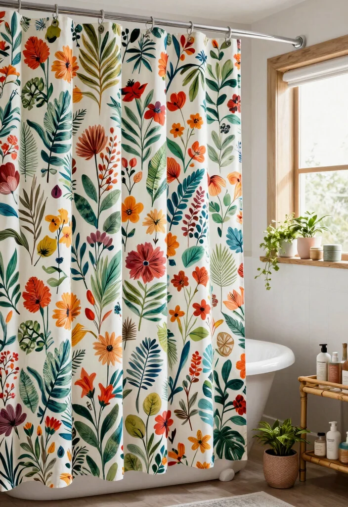 15 Eco-Friendly Shower Curtain Ideas That Add Style & Coverage 1 15 Eco-Friendly Shower Curtain Ideas That Add Style & Coverage - 1. Botanical Bliss 1