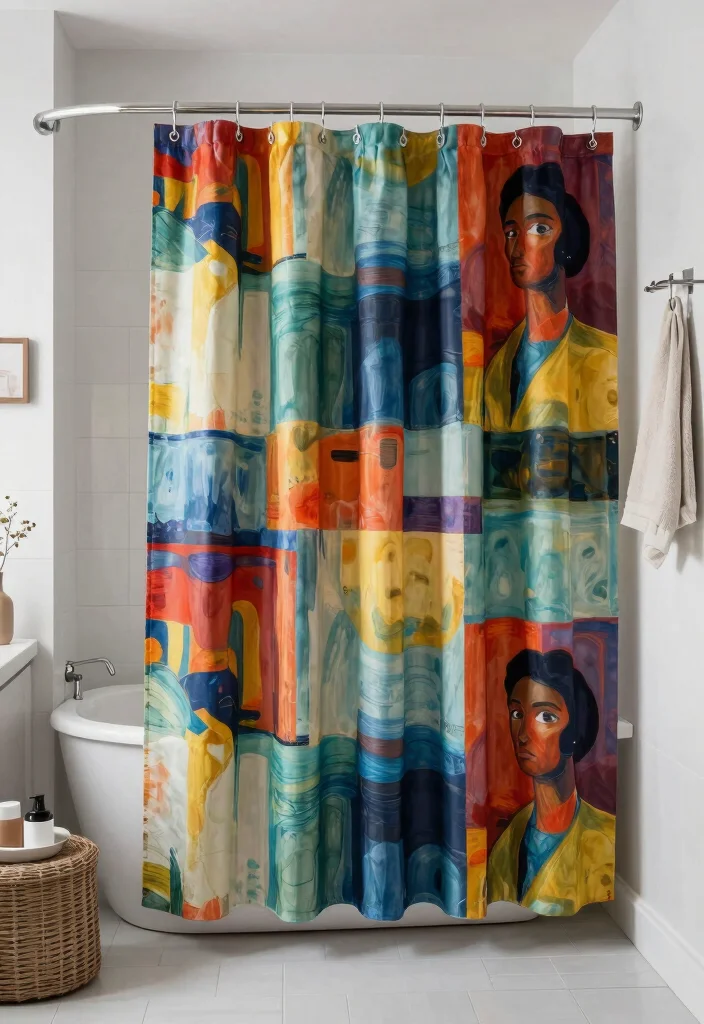 15 Eco-Friendly Shower Curtain Ideas That Add Style & Coverage 41 15 Eco-Friendly Shower Curtain Ideas That Add Style & Coverage - 11. Artsy Prints 1
