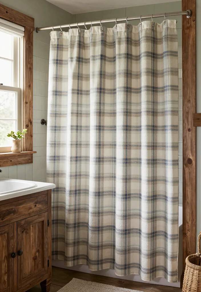 15 Eco-Friendly Shower Curtain Ideas That Add Style & Coverage 42 15 Eco-Friendly Shower Curtain Ideas That Add Style & Coverage - 12. Farmhouse Style 1