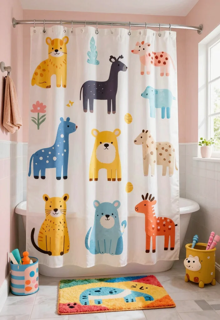 15 Eco-Friendly Shower Curtain Ideas That Add Style & Coverage 15 15 Eco-Friendly Shower Curtain Ideas That Add Style & Coverage - 5. Playful Prints 1