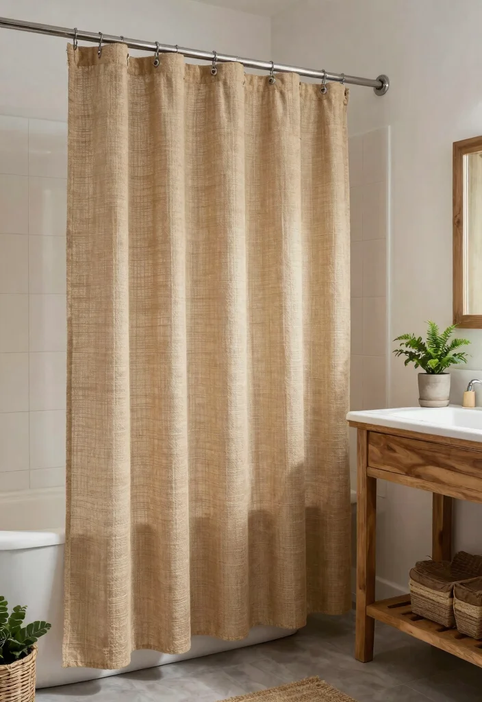 15 Eco-Friendly Shower Curtain Ideas That Add Style & Coverage 26 15 Eco-Friendly Shower Curtain Ideas That Add Style & Coverage - 6. Earthy Textures 1