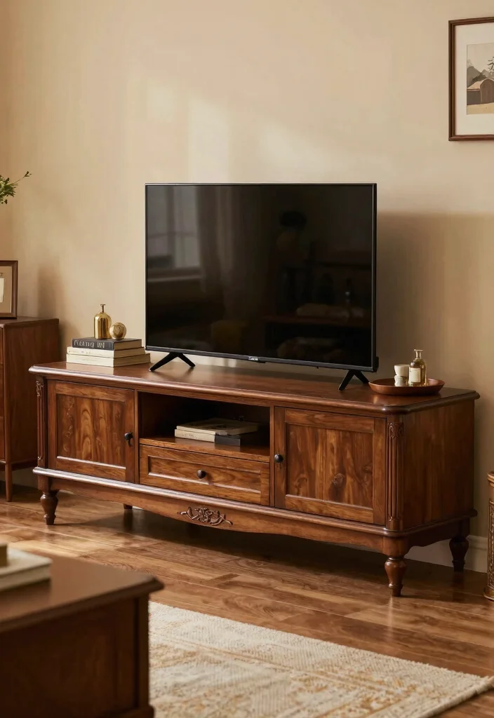 15 Modern 55 Inch TV Unit Design Ideas That Fit Perfectly 50 15 Modern 55 Inch TV Unit Design Ideas That Fit Perfectly - 10. Vintage-Inspired TV Stand 1