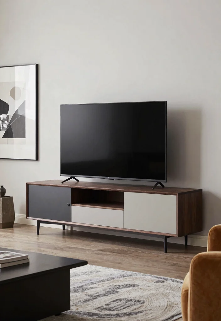 15 Modern 55 Inch TV Unit Design Ideas That Fit Perfectly 54 15 Modern 55 Inch TV Unit Design Ideas That Fit Perfectly - 14. Geometric TV Unit Design 1