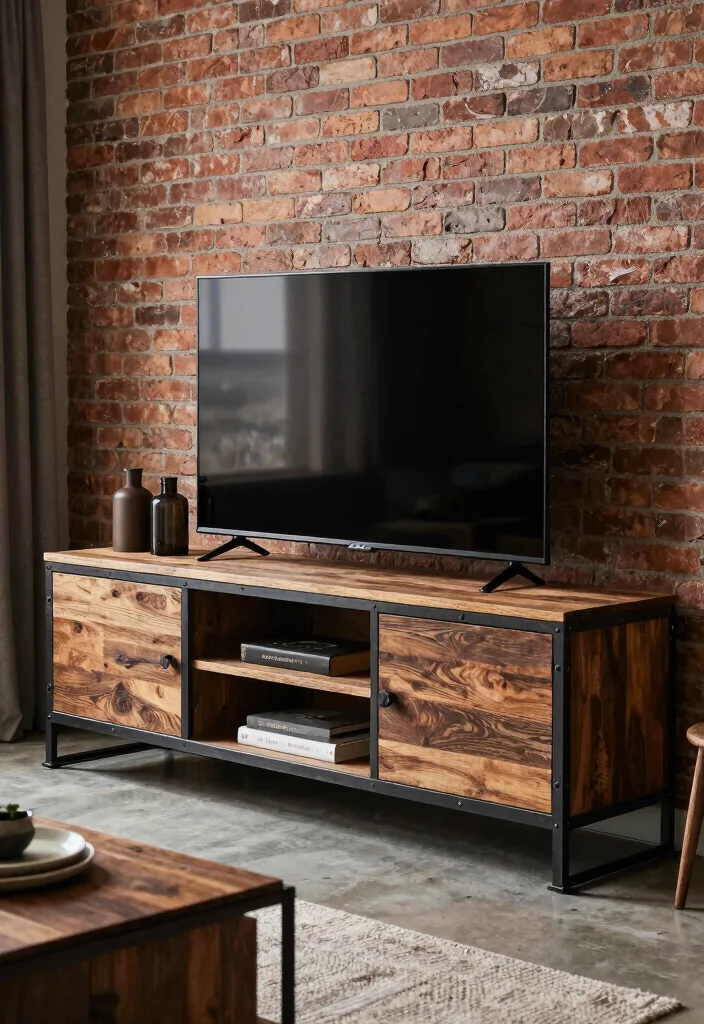 15 Modern 55 Inch TV Unit Design Ideas That Fit Perfectly 38 15 Modern 55 Inch TV Unit Design Ideas That Fit Perfectly - 8. Industrial-Style TV Unit 1