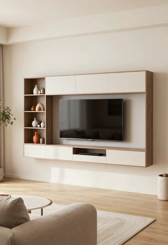 15 Modern 55 Inch TV Unit Design Ideas That Fit Perfectly 49 15 Modern 55 Inch TV Unit Design Ideas That Fit Perfectly - 9. Minimalist Wall-Mounted Unit 1