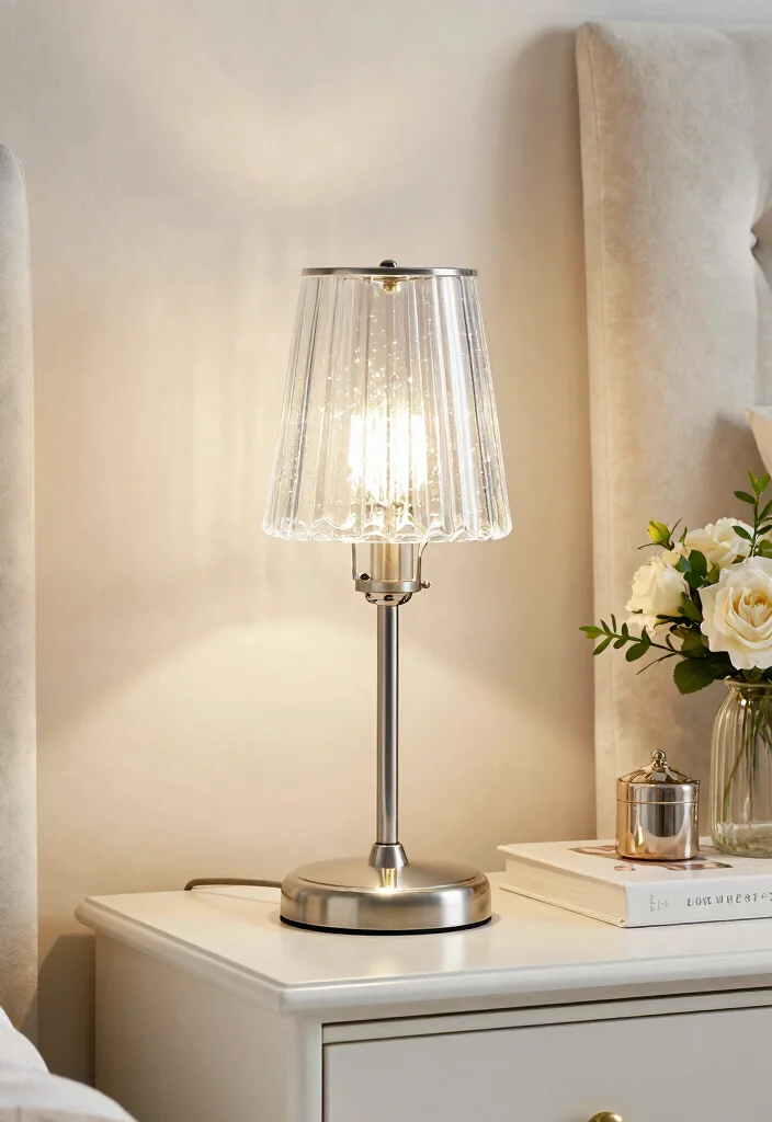 15 Nightstand Lighting Ideas That Glow Beautifully - 12. Glass and Crystal Lamps 1