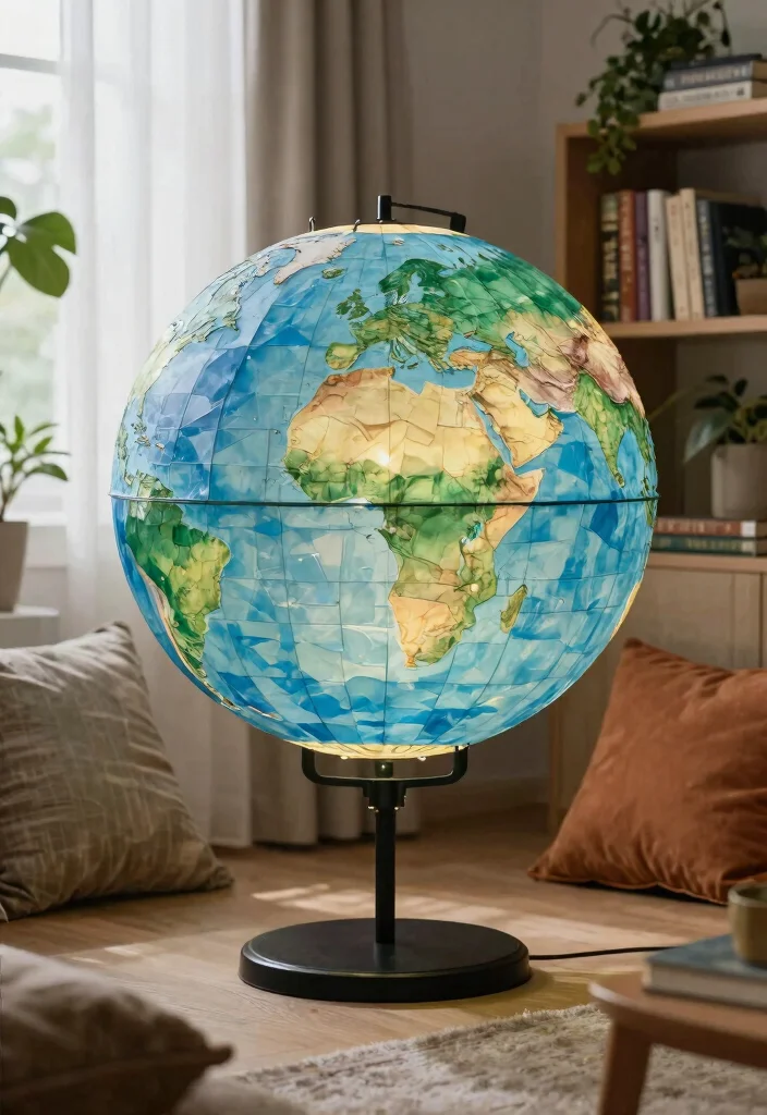 15 Papier Mache Lamp Ideas That Look Creative - 2. Earthy Globe Designs 1