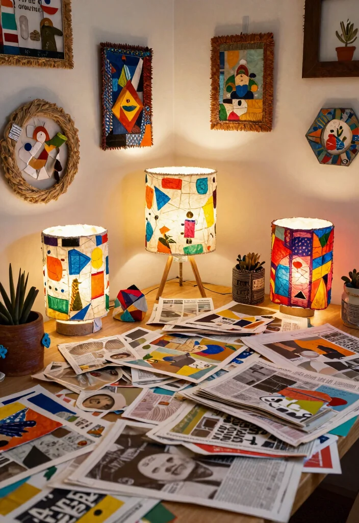 15 Papier Mache Lamp Ideas That Look Creative - 9. Repurposed Materials 1