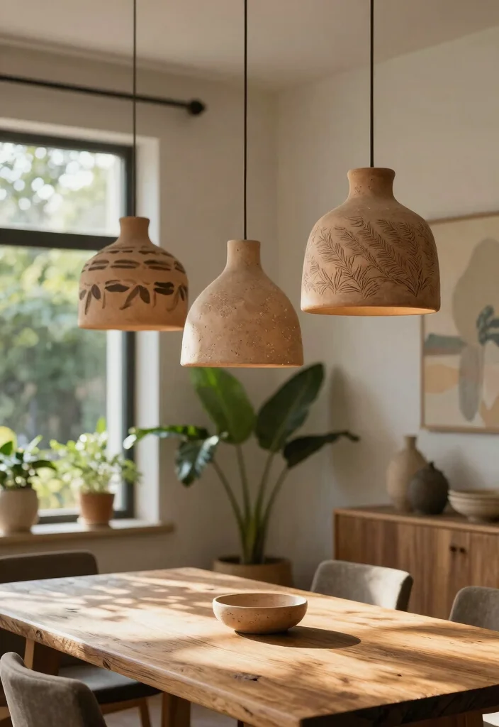 15 Pendant Light Shades Ideas That Transform Your Lighting 14 15 Pendant Light Shades Ideas That Transform Your Lighting - 4. Handcrafted Clay Shades 1