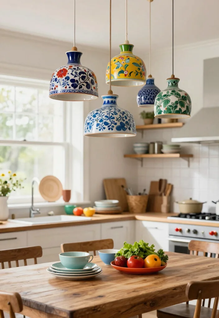 15 Pendant Light Shades Ideas That Transform Your Lighting 29 15 Pendant Light Shades Ideas That Transform Your Lighting - 9. Vibrant Porcelain Shades 1