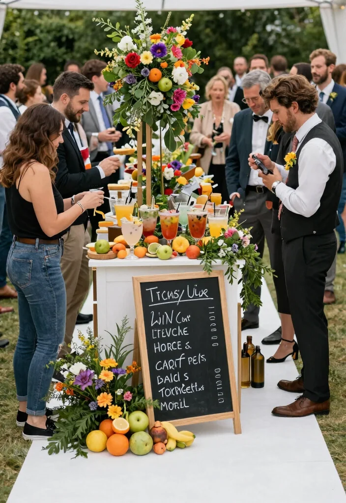 15 White Carpet Wedding Ideas That Look Elegant - 12. Signature Drink Station 1