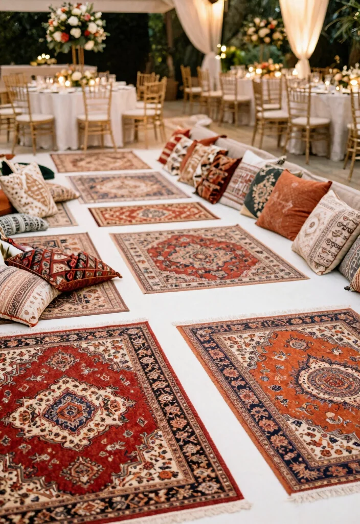 15 White Carpet Wedding Ideas That Look Elegant - 3. Vintage Rug Accents 1