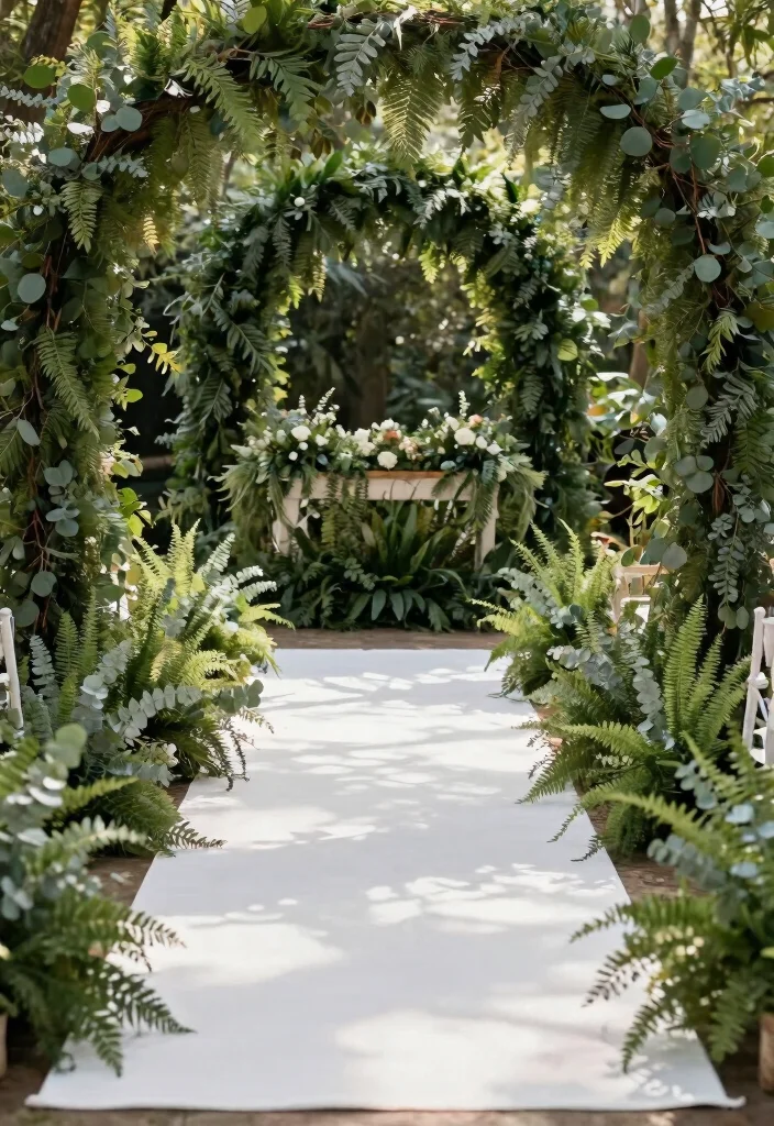 15 White Carpet Wedding Ideas That Look Elegant - 5. Lush Greenery Borders 1