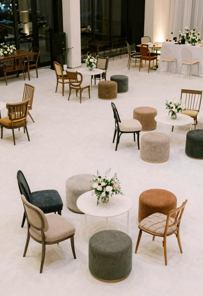 15 White Carpet Wedding Ideas That Look Elegant - 7. Artistic Seating Arrangements 1