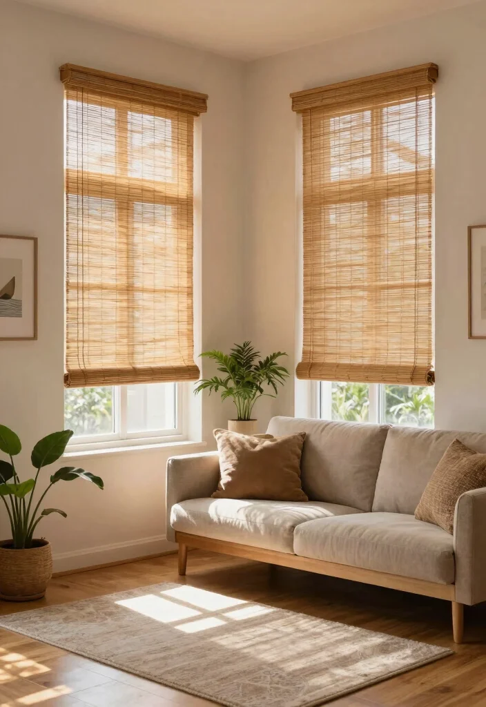 15 Windows Without Curtains Ideas That Still Feel Complete 26 15 Windows Without Curtains Ideas That Still Feel Complete - 6. Bamboo Shades for Organic Appeal 1