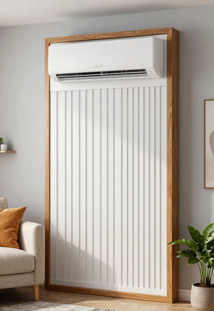 16 AC Wall Unit Cover Up Ideas That Look Seamless - 1. Chic Wooden Slat Cover 1