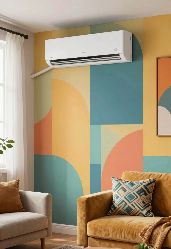 16 AC Wall Unit Cover Up Ideas That Look Seamless - 10. Colorful Room Paneling 1