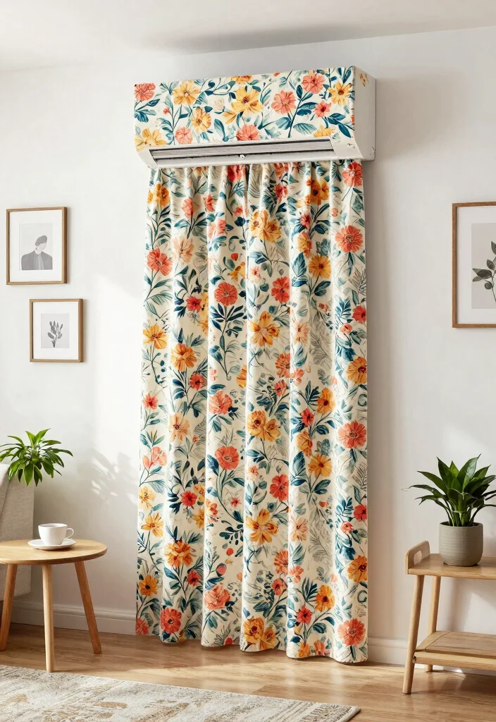 16 AC Wall Unit Cover Up Ideas That Look Seamless - 2. DIY Fabric Cover 1