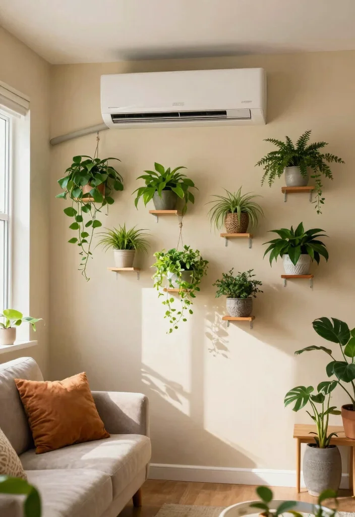 16 AC Wall Unit Cover Up Ideas That Look Seamless - 5. Plant Wall 1