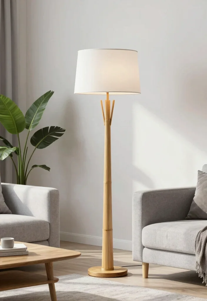16 Bamboo Floor Lamp Ideas With Natural Texture - 1. Minimalist Elegance 1