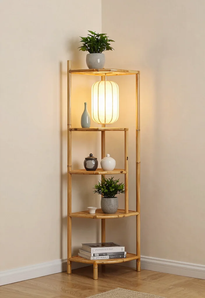 16 Bamboo Floor Lamp Ideas With Natural Texture - 14. Multi-Functional Lighting 1