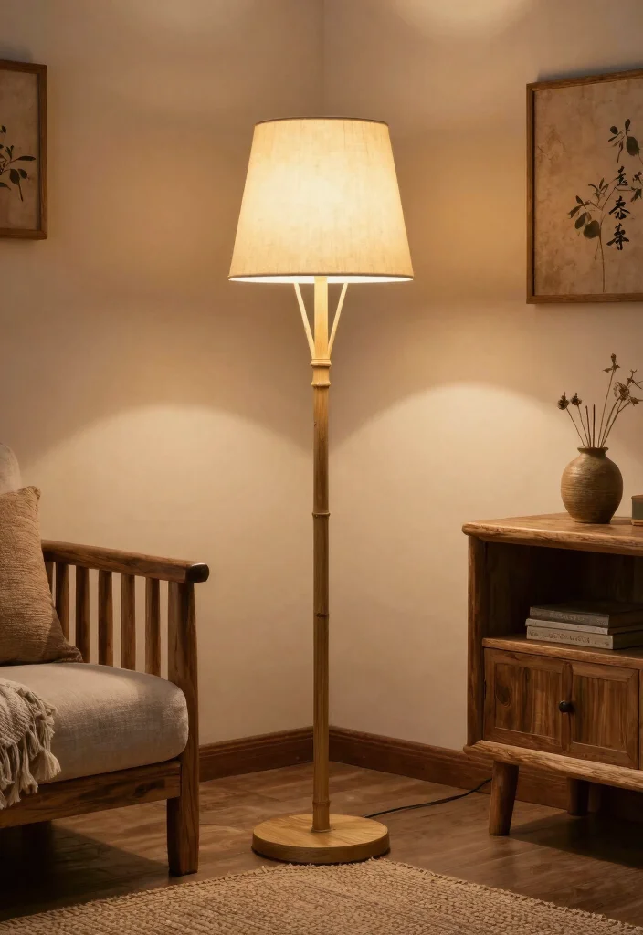 16 Bamboo Floor Lamp Ideas With Natural Texture - 4. Rustic Charm 1