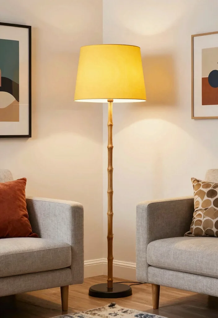 16 Bamboo Floor Lamp Ideas With Natural Texture - 5. Mid-Century Modern 1