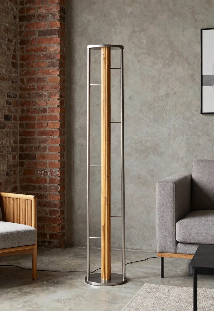 16 Bamboo Floor Lamp Ideas With Natural Texture - 8. Industrial Edge 1