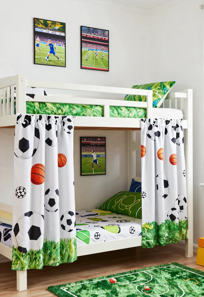 16 Bunk Bed Curtains Ideas Kids Will Love - 12. Sports Fan’s Paradise 1
