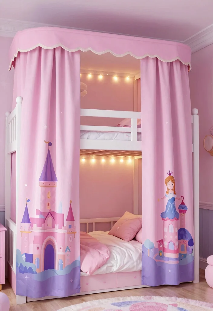 16 Bunk Bed Curtains Ideas Kids Will Love - 13. Princess Castle Dreamland 1