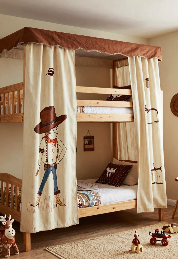 16 Bunk Bed Curtains Ideas Kids Will Love - 14. Adventure in the Wild West 1