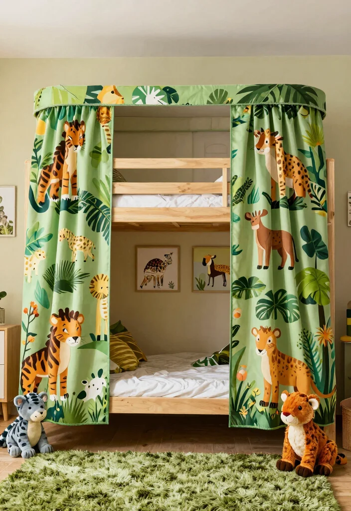 16 Bunk Bed Curtains Ideas Kids Will Love - 2. Jungle Safari Adventure 1