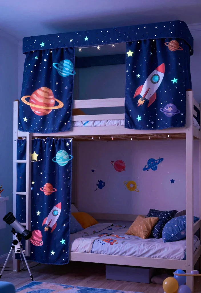 16 Bunk Bed Curtains Ideas Kids Will Love - 4. Space Explorer's Dream 1