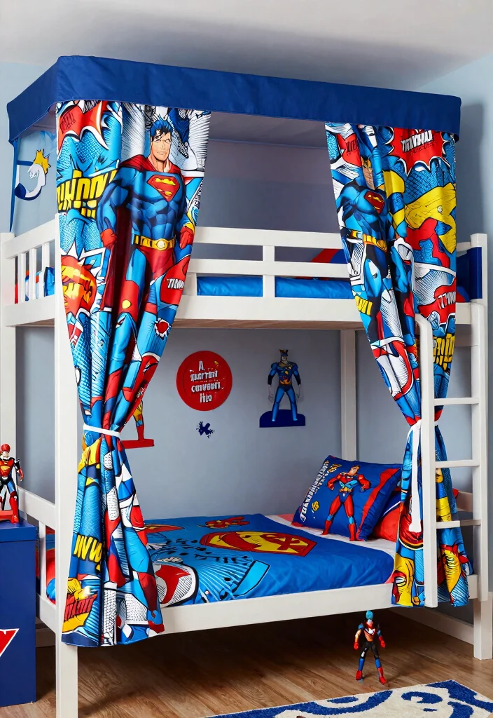 16 Bunk Bed Curtains Ideas Kids Will Love - 7. Superhero Hideout 1