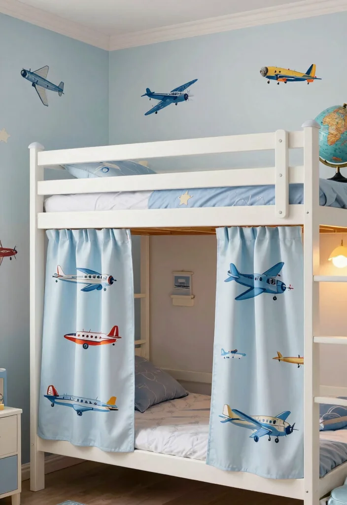 16 Bunk Bed Curtains Ideas Kids Will Love - 8. Vintage Airplane Adventure 1