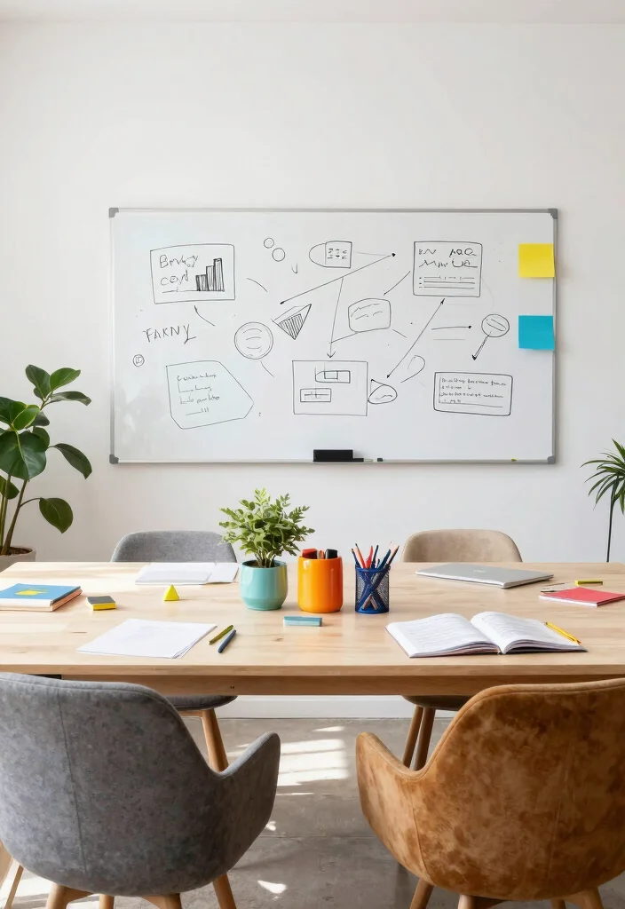 16 Comfy Desk Setup Ideas That Feel Inviting - 10. Creative Collaboration Space 1