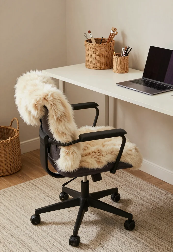 16 Comfy Desk Setup Ideas That Feel Inviting - 7. Soft Textures 1