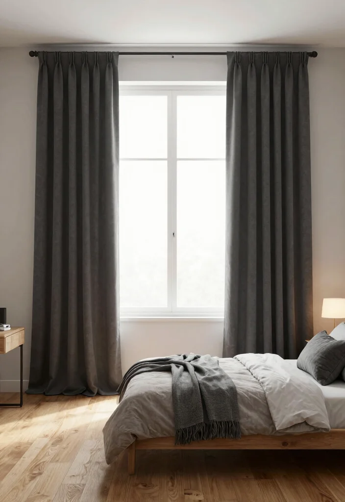 16 Dark Grey Curtains Ideas With Moody Modern Charm 1 16 Dark Grey Curtains Ideas With Moody Modern Charm - 1. Minimalist Blackout Elegance 1