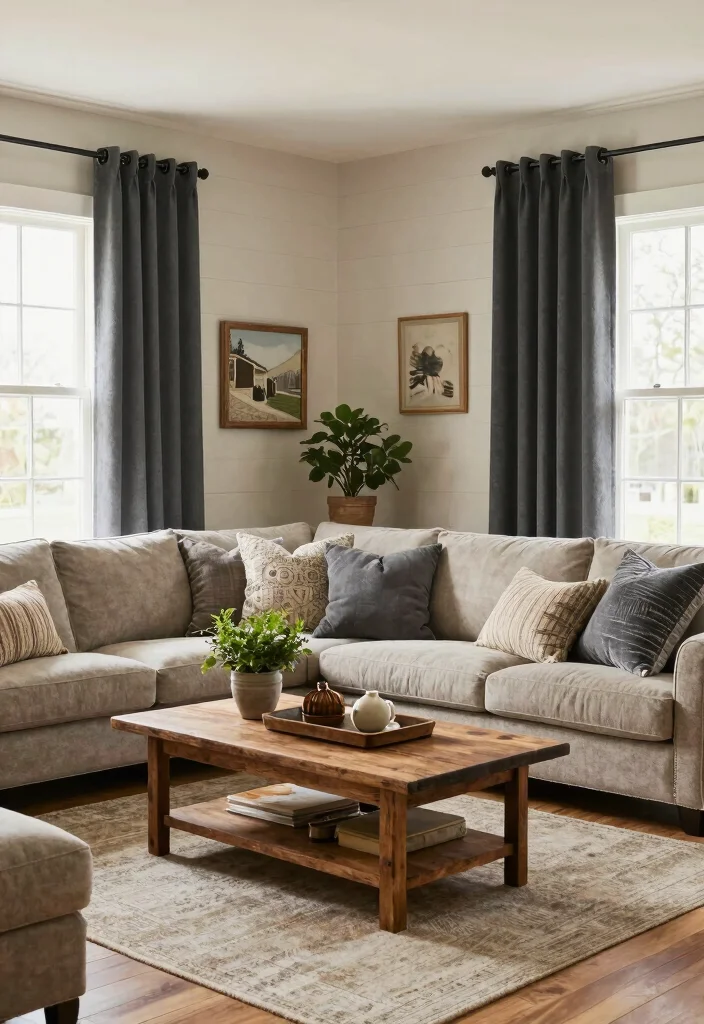 16 Dark Grey Curtains Ideas With Moody Modern Charm 42 16 Dark Grey Curtains Ideas With Moody Modern Charm - 12. Modern Farmhouse Charm with Dark Grey 1