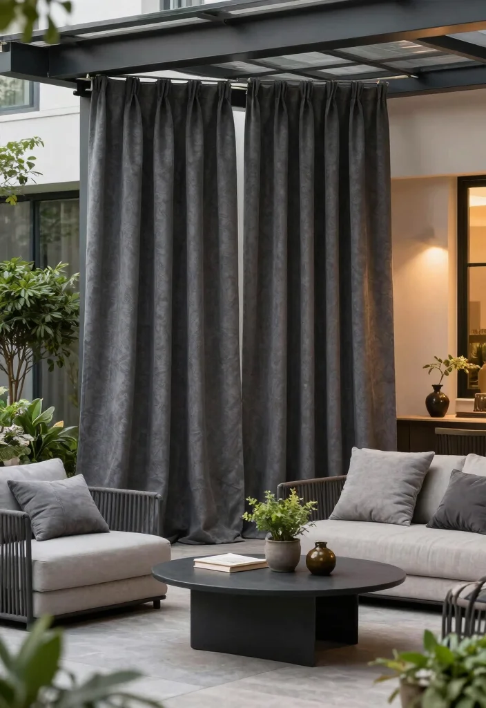 16 Dark Grey Curtains Ideas With Moody Modern Charm 55 16 Dark Grey Curtains Ideas With Moody Modern Charm - 15. Dark Grey in Outdoor Spaces 1