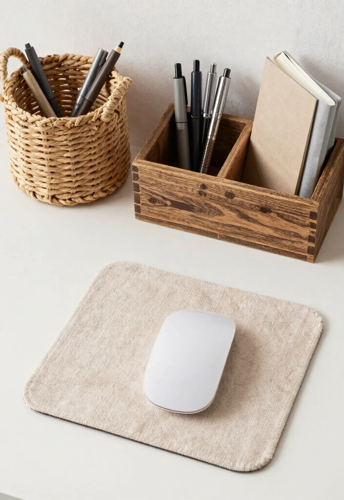 16 Ergonomic Desk Setup Ideas That Boost Comfort - 9. Textured Desk Accessories 1