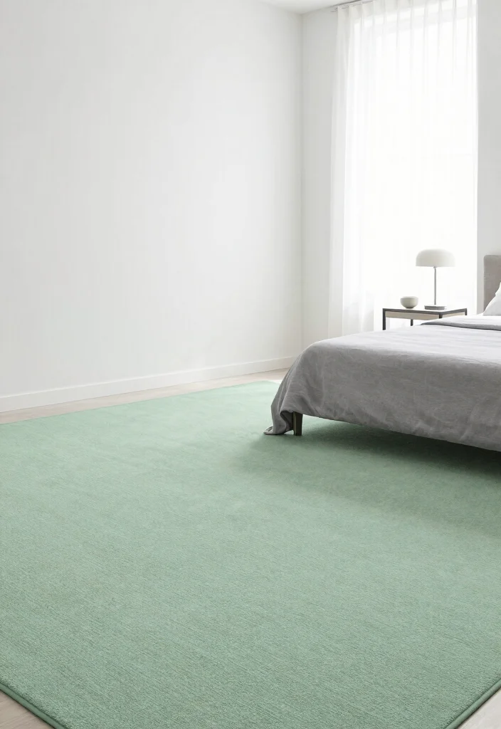 16 Green Carpet Bedroom Ideas With Fresh Vibes - 2. Minimalist Oasis 1