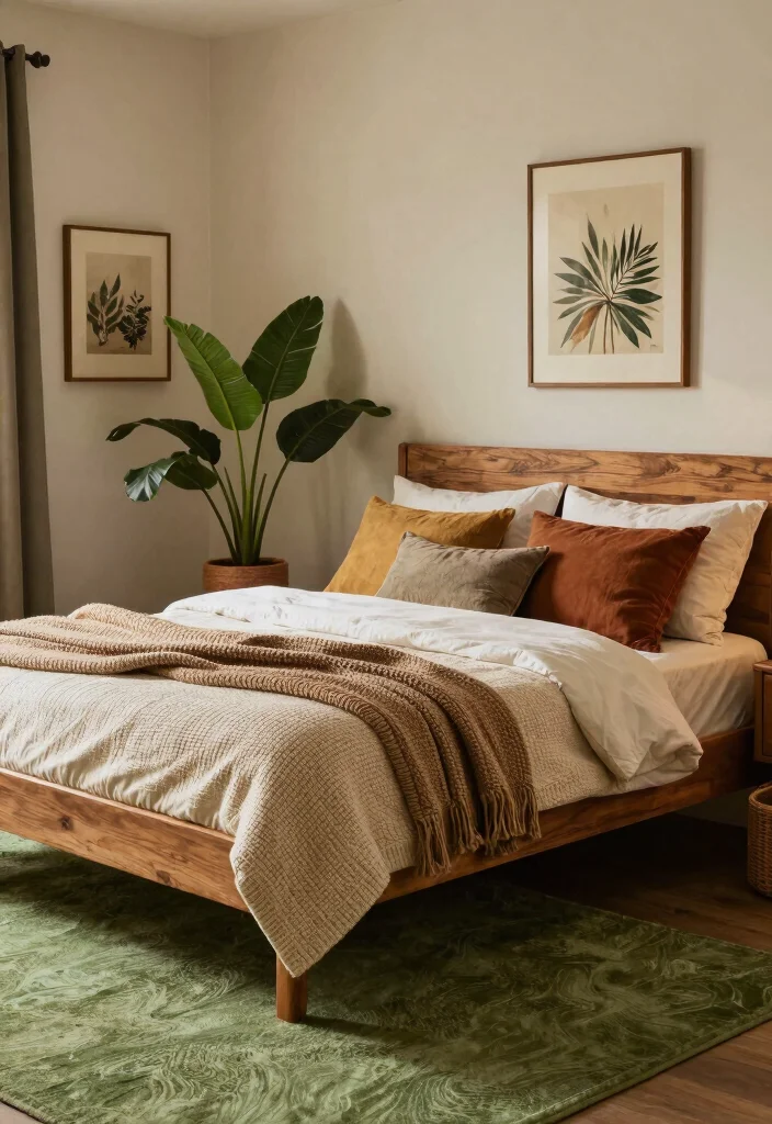 16 Green Carpet Bedroom Ideas With Fresh Vibes - 3. Rustic Charm 1