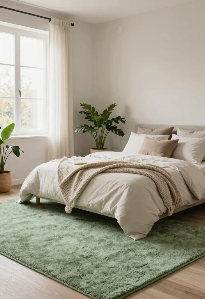 16 Green Carpet Bedroom Ideas With Fresh Vibes - 8. Scandinavian Simplicity 1
