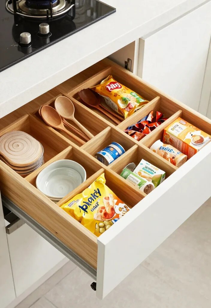 16 Grocery Unit in Kitchen Ideas That Organize Smartly - 13. Creative Drawer Dividers 1