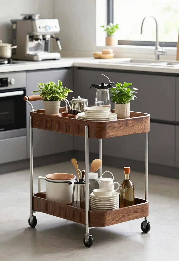 16 Grocery Unit in Kitchen Ideas That Organize Smartly - 7. Rolling Carts for Flexible Storage 1