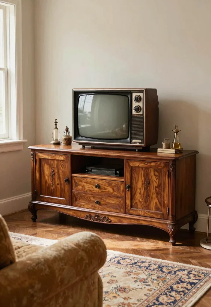 16 Media Unit Living Room Ideas That Blend Style & Storage 15 16 Media Unit Living Room Ideas That Blend Style & Storage - 5. Vintage Media Units 1